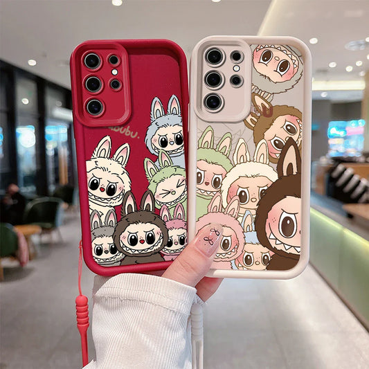 Cute Labubu Phone Case for Samsung - Soft Silicone Cover With Hand Strap