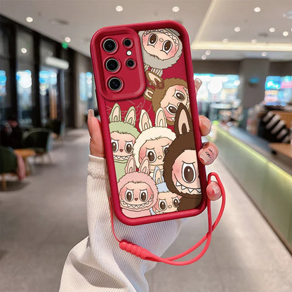 Cute Labubu Phone Case for Samsung - Soft Silicone Cover With Hand Strap